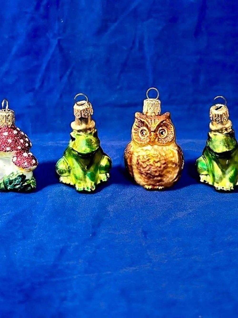 Smith & Hawken Woodland Friends Ornaments Set of 6 Hand-Painted Glass Poland